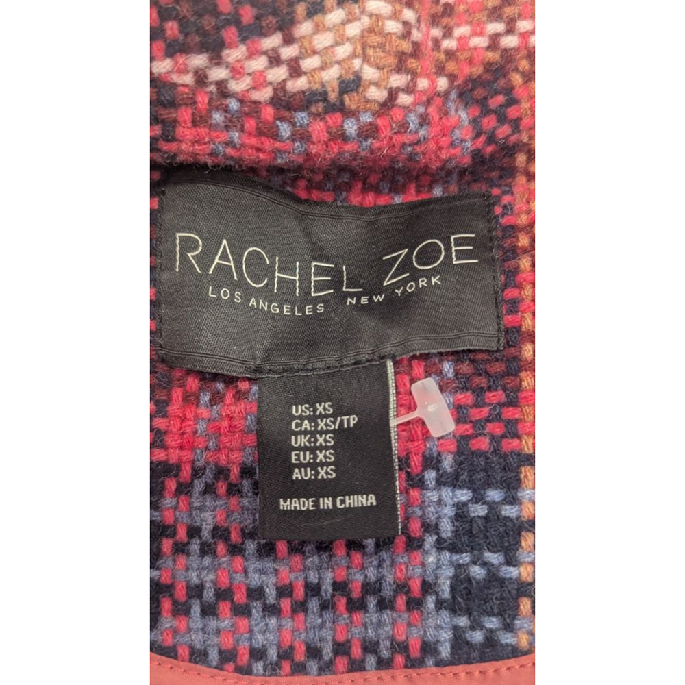 Women's RACHEL ZOE Red & Black Plaid Wool Blend Jacket XS - Picture 5 of 6